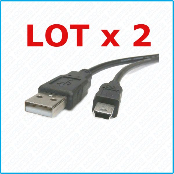 LOT 2 x Mini CABLE USB MINI-B